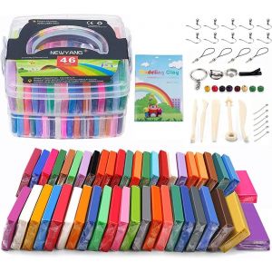 JEXNOVASHOP-Pate Polymere - 46 Couleurs 1.28Kg/2.80LB Pate Polym&egrave;re Set, Kit Pate Coffret, Pate a Modeler,Loisirs Cr&eacute;atifs,Cadeaux Anniversaire Enfant,Cadeau de no&euml;l Enfant - Neuf