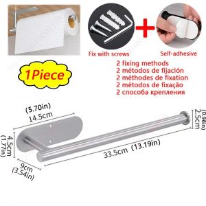 Porte-Serviettes En Papier De Cuisine,Porte-Papier Hygiénique,Distributeur De Mouchoirs Adhésifs T1,Rangement D'Armoire,Accessoires Hoaccessrespiration,1 Pièce,2 Pièces.1Pc Silver Long Rack. - Neuf