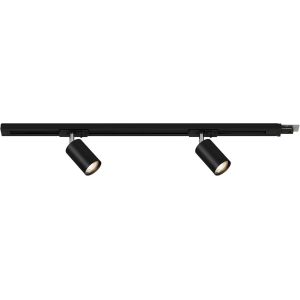 Kit D'Extension Rail,2X Spots Gu10 Orientables,Extensible,Syst&egrave;me De Rail D'&Eacute;clairage Plafond,Rail De Spot,Plafonnier,Plafonnier,Spotlight,0,75 M,Noir - Neuf
