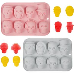 Jexnovashop-Moule À Glaçons Crâne En Silicone, 16 Skulls Skull Bacs À Glaçons Avec Couvercle, Moule À Glaçons Drôle Noël, Adaptés Au Whisky, Aux Cocktails, Gelée Jus Boissons Chocolat Et À Toute Bois - Neuf
