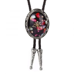 Pierre Naturelle Forme Ronde Bolo Cravate Pour Homme Western Cowboy Cravate Distinguée Noeud Papillon En Cuir Collier Corde Dames Accessoires - Neuf