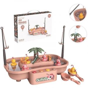 Maison de jeu pour enfants, vélo électrique éducatif, station de pêche rotative, jeu d'eau d'été, ensemble de jouets, couleur : rose, 6 canards - Neuf