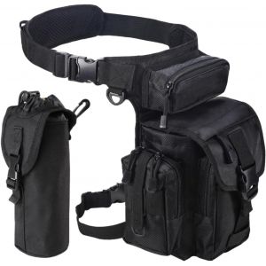 Nzqaf-Sac De Jambe Tactique Avec Porte-Bouteille, Imperméable Sac A Outils Sac De Cuisse Banane Militaire Molle Sac De Taille Multifonctionnel Pour Randonnée Voyage Moto Cyclisme Pêche Chasse - Neuf