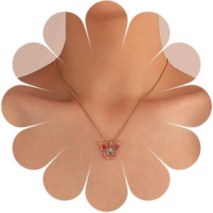 Kal-Boho Papillon Collier Ras Du Cou Or Serpent Chaîne Coloré Papillon Pendentif Collier Barbie Princesse Couleur Papillon Collier Déclaration Papillon Collier Pour Femmes Et Filles (Style C) - Neuf