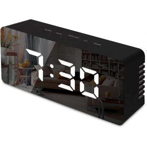 R&eacute;veil miroir num&eacute;rique,horloge de chevet &agrave; led avec temp&eacute;rature,r&eacute;p&eacute;tition,miroir de maquillage horloge &agrave; LED &agrave; luminosit&eacute; r&eacute;glable - Neuf