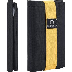 nzqaf-Portefeuille Homme pour 12 Porte Carte Bancaire et Billet - Ultra Mince Porte Feuille Slim en Tissu Nylon - RFID Blocage Porte Carte Bancaire Anti Piratage - Bande Élastique - Neuf