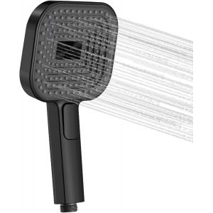 JGD-Grand pommeau de douche Noir,135 mm, haute pression et &eacute;conomie d'eau, avec 3 types de jet (pluie/massage/mix), buses en silicone anti-calcaire, design chrom&eacute;, pour b&eacute;b&eacute; et animaux domestiques. - Neuf