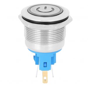 Lot de 2 interrupteurs a bouton-poussoir autobloquants a 6 broches en acier inoxydable, 220 V CA, 22 mm, avec panneau blanc - Neuf