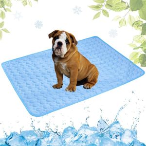 Tapis Rafraichissant Chien Portable, Tapis Rafraichissant Animaux De Compagnie Lavable, Tapis Rafraîchissant Chien, Tapis Chien Auto-Refroidissant Pour L'été(Bleu,50x60cm) - Neuf
