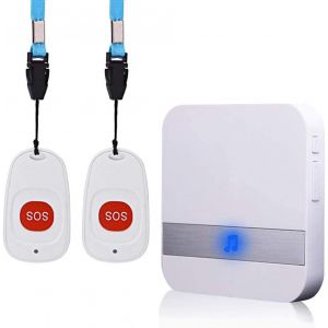 (2 à 1 Blanc)Maison Alerte Alarme sans Fil Patiente Personne ÂGéE Personnelles SystèMe D'Alarme Plug Version Et Bouton D'Appel d'urgence Alarme Pager - Neuf