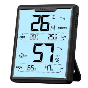 Thermomètre Hygromètre Numérique Amélioré pour Intérieur, Thermo-Hygromètre pour Mesure d'Humidité avec Grand Écran LCD - Pour Serres, Chambre de Bébé, Salon, Bureau - Neuf