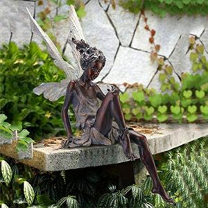 Ornement de jardin rouge Fée magique assise, Tudor et Turek assis Ornement de jardin en résine 91222 cm - Neuf
