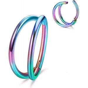 Kal-Anneau Nez Piercing 18g 16g Segment Septum Argent Anneau De Nez Boucle D'oreille Opale Helix Rook Conch Daith Cartilage Piercing Nez 6mm 8mm 10mm - Neuf