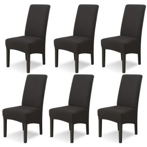 (Noir) 6 pièces grande housse de chaise de salle à manger grande taille housse de chaise amovible lavable pour salle à manger hôtel cuisine décor - Neuf