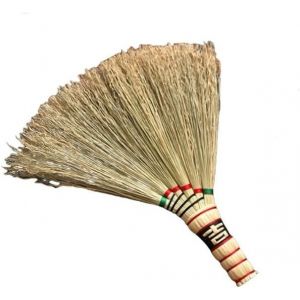 Mini balai en paille de riz-Petit balai naturel avec fil de nylon tiss&eacute;-Pour balayer la salet&eacute;,la poussi&egrave;re-100 % fait main-1 section 2,30 cm - Neuf