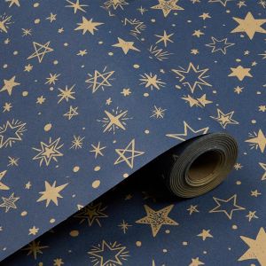 Rouleau De Papier Cadeau D'anniversaire 43 Cm X 15 M, Papier Kraft Bleu Recyclable À Étoiles, Idéal Pour Les Mariages, Noël, Les Anniversaires Et Les Décorations De Fêtes - Neuf