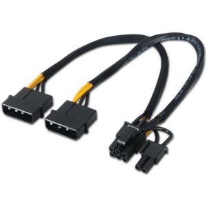 meimie-Câble D'Alimentation Pour Carte Graphique 2X Molex A Pci-E 0,20 M Noir - Neuf