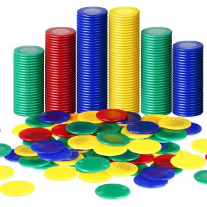 400 Pi&egrave;ces Jetons De Poker En Plastique Jeton De Jeu 4 Couleurs Carte De Compteur Pour Enfants Apprentissage Compte Math Jeton Vierge De Jeu De Bingo (Rouge,Bleu,Vert,Jaune,0,86 Pouce) - Neuf