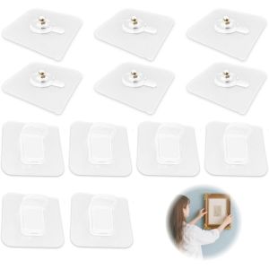 12 Pi&egrave;ce Adhesif Accroche Tableau Sans Percer, Adh&eacute;sifs pour Tableaux et Cadres, Sans Percer, Transparent, Support Robuste jusqu'&agrave; 20kg, Id&eacute;al pour Photos, D&eacute;corations Murales, Art Mural, Utilisation - Neuf