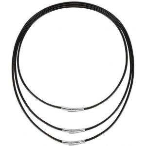 Kal-Lot De 3 Colliers En Cuir Synthétique Noir 3 Mm - Fermoir En Acier Inoxydable 316 Ciré - Pour Homme Et Femme - Neuf