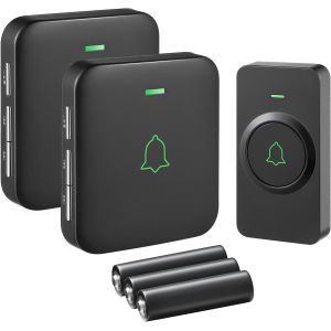 Bhhbb-Sonnette Sans Fil À Pile Mini Sonnette De Porte 300m Étanche Kit De Carillon Electronique, 52 Mélodies Au 5 Niveaux Volumes 720p Pour Maison, Bureau, Hôtel, Etc, 2 Récepteurs +1 Émetteur Ba-12 - Neuf