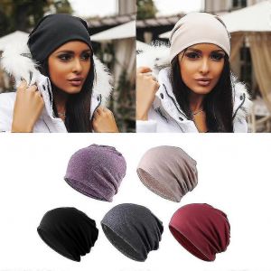 Bonnet Ample Et D&eacute;contract&eacute; (Lot De 5) Pour Chimioth&eacute;rapie : Kaki, Noir, Gris, Bordeaux Et Violet. - Neuf