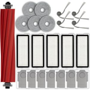 (22 Pi&egrave;ces) QV 35A/ QV 35S Pi&egrave;ces de Rechange pour Aspirateur Robot Roborock QR 798, 1 Brosse &agrave; Rouleau, 4 Brosses Lat&eacute;rales, 7 sacs &agrave; poussi&egrave;re, 5 Filtres, 5 Tampons de Nettoyage, Kit d'accessoires - Neuf