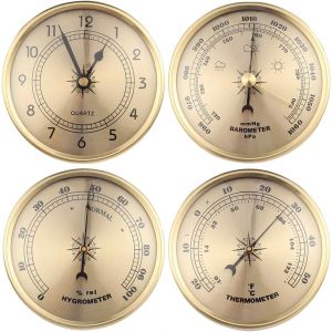 SUBZONAL-Hygrom&egrave;tre, Thermom&egrave;tre, Manom&egrave;tre Barom&eacute;trique (9 Cm de Diam&egrave;tre), Station M&eacute;t&eacute;o pour Bureau, Bateau, Yacht, avec Horloge - Neuf