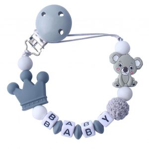 Anneau De Dentition En Silicone Pour Bebe, Chaine De Perles Apaisante Et Sure Pour Nouveau-Ne, Gris - Neuf