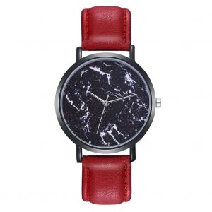 Montre A Quartz Zhoulianfa Avec Bracelet En Cuir Synthetique Et Cadran Rond Pour Couple (Rouge) - Neuf