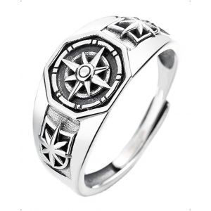Kahfl-Bague Boussole Ajustable Femme,Viking Boussole Bague Reglable Ouverte,Une Bague Compas Anneau Bagues Reglables Orteil Bijoux Simple Vintage Pour Ado Femmes Unisexe - Neuf