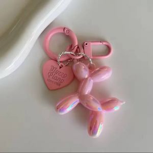 Fashion Keychain Punk Y2k Balloon Dog Keychains For Women Bag Pendant Jewelry Trinket Girl's Car Key Ring Key Chain Accessories-Pink With Ring- - Neuf