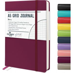 Carnet De Notes Quadrill&eacute; A5, Couverture Rigide En Papier Quadrill&eacute; Avec Papier &Eacute;pais De Qualit&eacute; Sup&eacute;rieure 120 G/M&sup2;, Carnet De 180 Pages Pour L'&eacute;tude, La Planification, L'agenda - Neuf