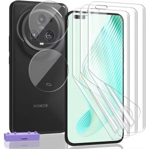CAUC-Protection &Eacute;cran pour Honor Magic 5 Pro, Film TPU Flexible Non-Verre 3 Pi&egrave;ces et Verre Tremp&eacute; d'objectif 2 Pi&egrave;ces. Anti-rayures HD Clair Protecteurs d'&eacute;cran - Neuf