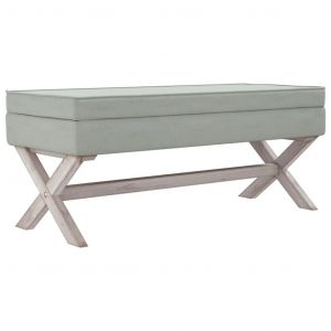 Tabouret de rangement 110 x 45 x 49 cm velours gris clair Helloshop26 02_0010868 - Neuf