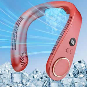Climat Ur De Cou Ventilateur Portable,Ventilateur Air Frais Tour De Cou Rafraichissant 3 Modes,5500Mah Collier Ventilateur Cou Usb Avec Affichage Led,Idee Cadeau Pour Enfant Femmes[VEN750183] - Neuf