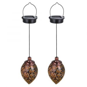 Lot De 2 Lampes Solaires Led Suspendues Pour Jardin Ou Ext&eacute;rieur, Design Vintage, &Eacute;tanches Ip44, Faciles &Agrave; Installer - Neuf