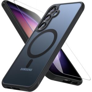 Kal-Coque Pour Samsung Galaxy S23 Fe 5g, Compatible Avec Magsafe Avec Verre Trempé, [Protection Militaire] Magnétique Coque Samsung S23 Fe Étui Arrière Housse Fine Antichoc Case Pour S23 Fe, Noir - Neuf