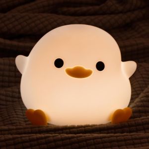 Veilleuse Canard Pour Enfants, Rechargeable En Silicone, Dimmable, Lampe De Nuit B&eacute;b&eacute;, Lampe De Chevet Avec Fonction Minuterie, D&eacute;co Chambre - Neuf