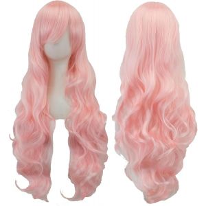 Ershi-80cm Longue Perruque De Cosplay De Cheveux Naturels Bouclés Avec Une Frange Colorée Halloween Costume Party Perruques Pour L[6 - Neuf