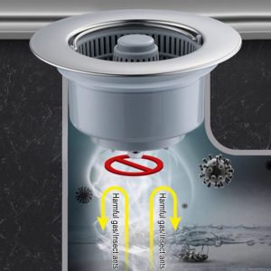 Filtre de bonde d'&eacute;vier de cuisine en acier inoxydable avec noyau rebondissant - Neuf