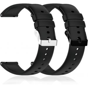 Kal-Lot De 2 Bracelets De Montre En Silicone Étanches,Bracelets De Montre En Caoutchouc De Silicone Dégagement Rapide, Avec Boucle En Acier Inoxydable Noir Ou Argenté - Neuf