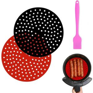 Ayuhr-2 Pièces Revêtements En Silicone Antiadhésifs Pour Friteuse À Air,Accessoires Pour Friteuse Sans Huile, Non-Stick, Airfryer,Tapis Friteuse Air Panier Friteuse D'air Tapis - Neuf