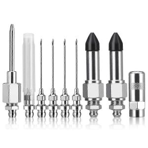 Kit de 9 buses à aiguille pour pistolet à graisse, buse à aiguille d'injecteur pour pistolet à graisse avec adaptateur de mamelon - Neuf