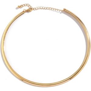 Trahoo-Collier Rigide - Choker En Laiton - Fermoir Réglable - Bijoux Pour Femme - Chaîne De Taille Unique - Collier Ras Du Cou Pour Femme De Diamètre 13 Cm - Neuf
