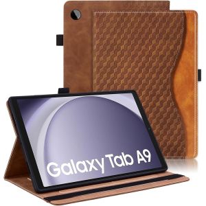 Kalws-Coque Pour Samsung Galaxy Tab A9 (8.7 Pouce) 2023 Housse Cuir Pu Sm-X110/ X115 Etui De Protection Avec Support Fonction Samsung Tab A9 Pochette Case-Brun - Neuf