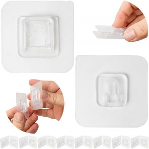 Crochets Adh&eacute;sifs Transparents, 8 paires, 60 x 60 mm, crochet multifonctionnel, Adh&eacute;rence aux portes et murs de salle de bain, cuisine, Porte-serviette auto-adh&eacute;sif, crochet mural, crochet de fixation - Neuf