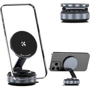 JGD-K&F CONCEPT Support Telephone Voiture Magnetique &agrave; Vide pour Voiture, Support &agrave; Ventouse Rotatif &agrave; 360&deg;, Pliable et R&eacute;glable, Compatible avec iPhone 17/16/15/14/13/12 Pro/Pro Max & Android - Neuf
