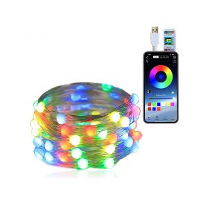 Guirlande Lumineuse Led Rgb De 10 M Avec Contr&ocirc;le Par Application Pour Une Utilisation Int&eacute;rieure Et Ext&eacute;rieure - Neuf