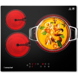 Checarzhn--No1-Plaque Vitrocéramique 3 Feux, Plaque De Cuisson 3 Plaques 5400w Avec 9 Niveaux, Grande Surface De 2400w, Arrêt Automatique, Minuterie, Verrouillage De Sécurité,Noir - Neuf